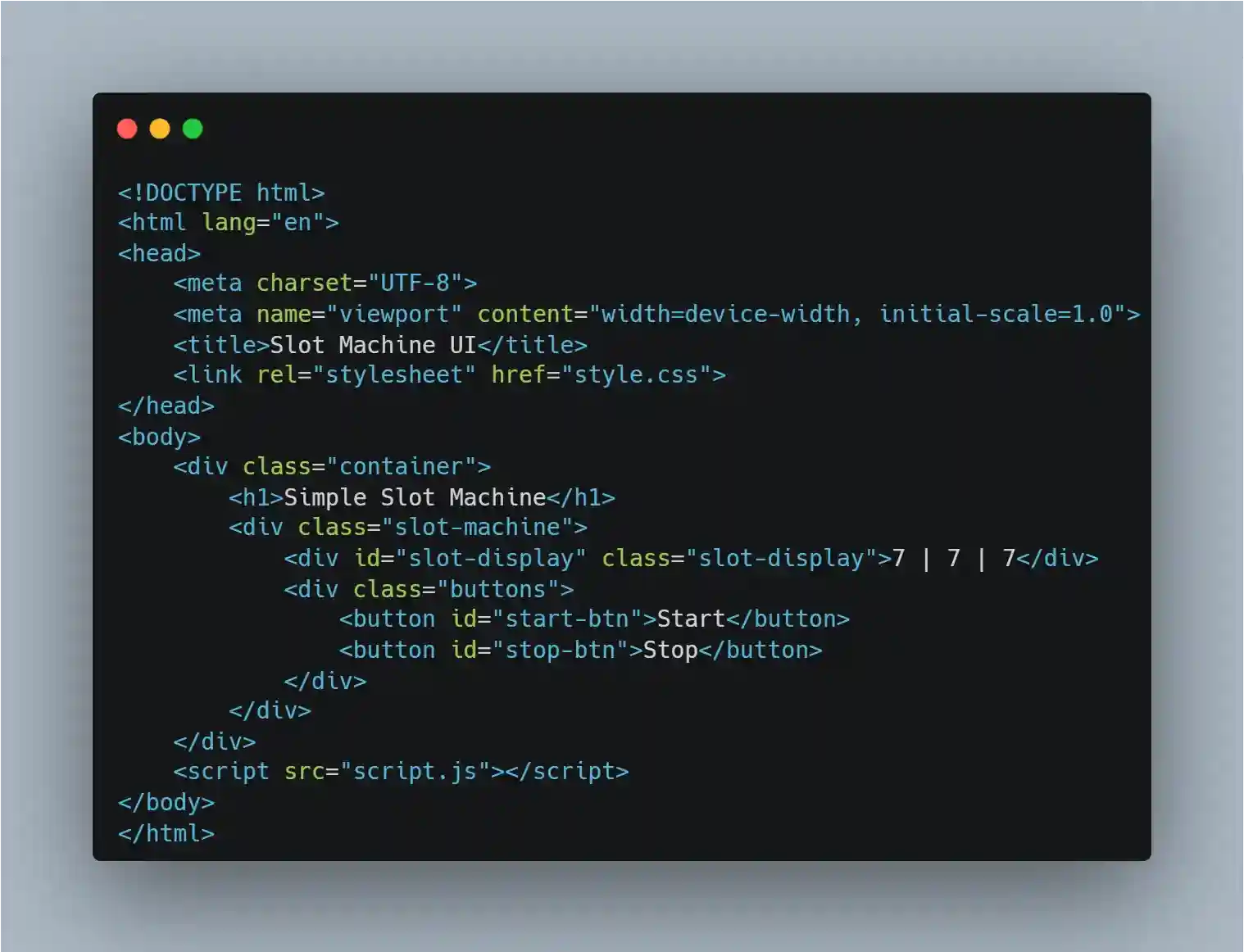 creating the html layout