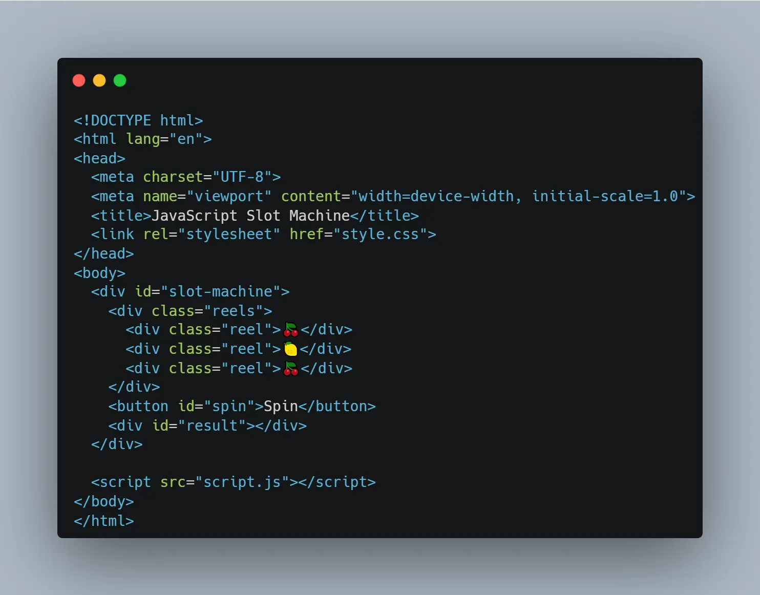 setting up the html structure