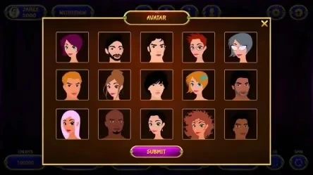 Écran de choix d'avatar présentant une grille de portraits de joueurs