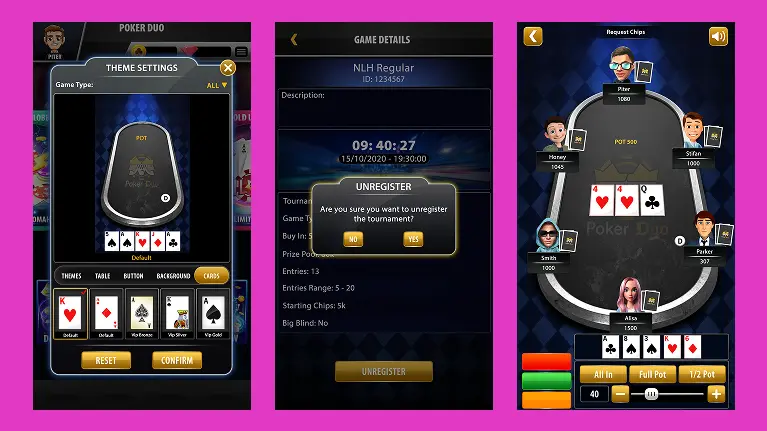 casino software register, setting, lobby screen