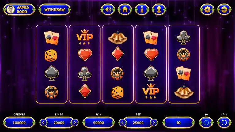 classic-style casino-theme slot machine game interface