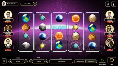 Galaxy-Themed Slot Game Screen for Slot Machine Game Interface galaxy-themed slot game screen for slot machine game interface