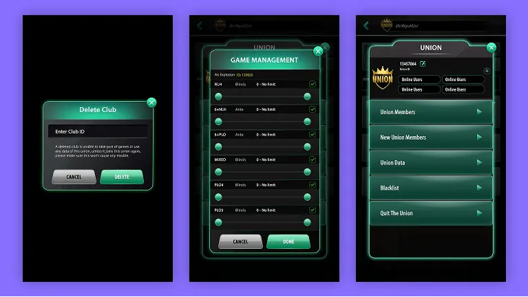 game management screen white label poker software