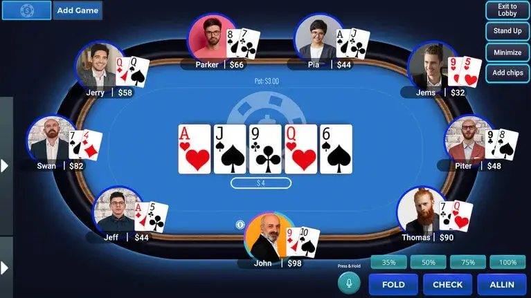 poker game club screen