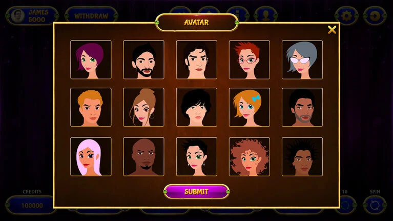 Select Avatar Slot Game Interface Screen select avatar slot game interface screen