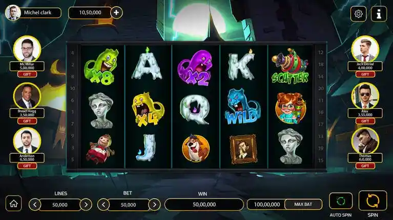 ghost theme slot machine game interface