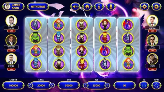 Superhero Slot Game Screen for Slot Machine Game Interface superhero slot game screen for slot machine game interface