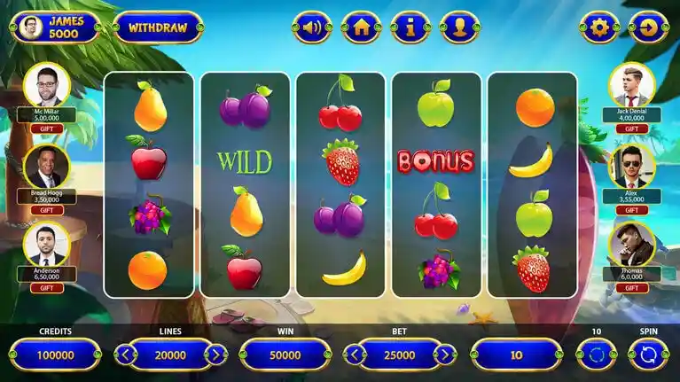 unity-based fruit-theme slot machine game interface